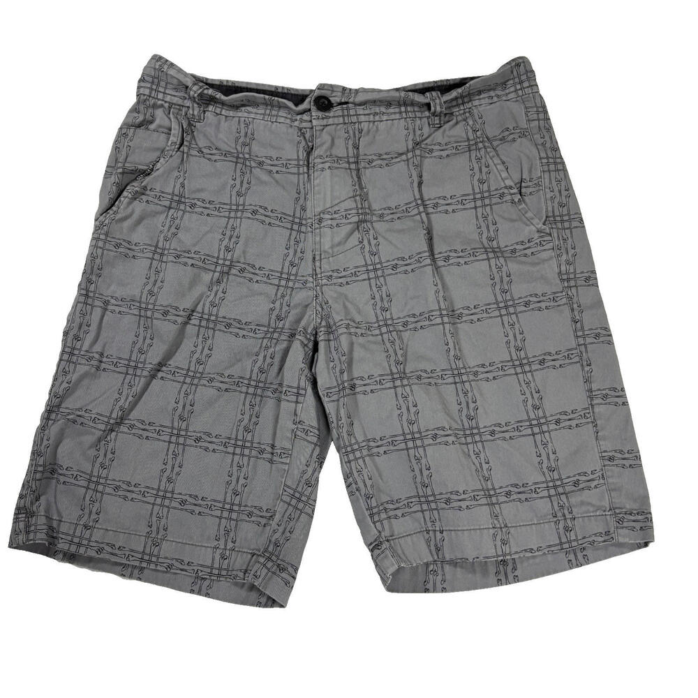 No Boundaries Men’s Shorts 36 Gray Plaid Cotton Casual Flat Front Summer Chino